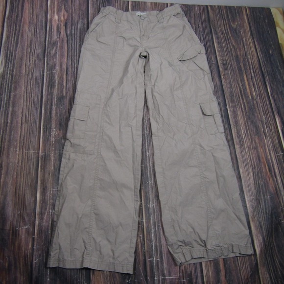PacSun Pants - PacSun Pants Womens M Beige Cotton Cargo Twill Elastic Waist Pockets Relaxed Fit